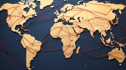 A world map with threads connecting people across borders, promoting global solidarity