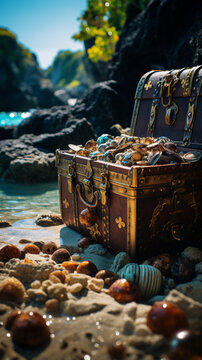 treasure chest with coins