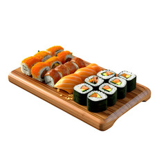 Korean gimbap is served beautifully for the menu, transparent background