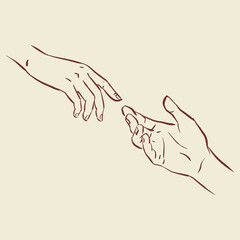 two hands vector for card decoration illustration