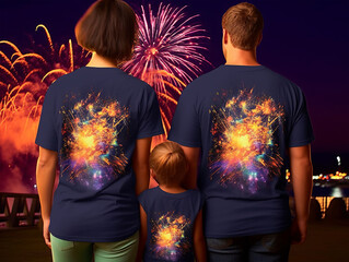 People looking fireworks in new year evening