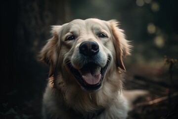 A dog with an open mouth showcasing its playful and happy expression