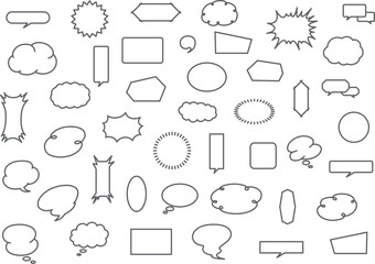 Fototapeta premium 吹き出しの線画イラストアイコンセット