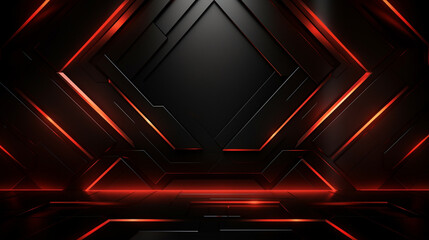 3d glowing red techno abstract background. 