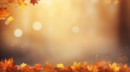 Naklejka na ściany i meble Autumn background with autumn leaves falling down