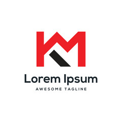 KM Letter Logo Design Free Icon