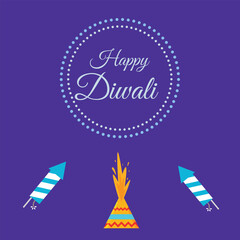Happy Diwali vector template with firecrackers 