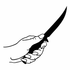 Sharp knife in human hand