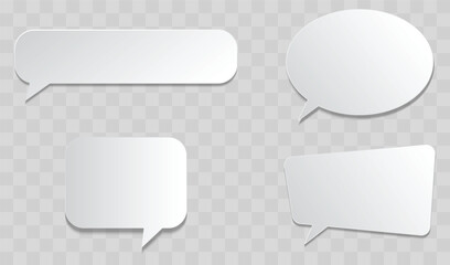 White blank speech bubbles isolated vector set. Infographic design thought bubble on the transparent background. Eps 10 vector file.