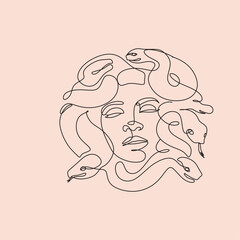 Medusa Head Line Art Vector drawing
