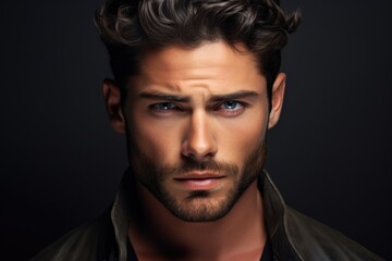 Obraz premium Studio portrait of a stylish man on a dark background.