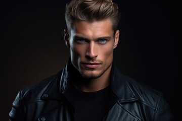 Obraz premium Studio portrait of a stylish man on a dark background.