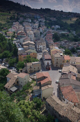 Fototapeta na wymiar The houses of the small village of Roccascalegna seen from the famous castle, symbol of the village - Abruzzo