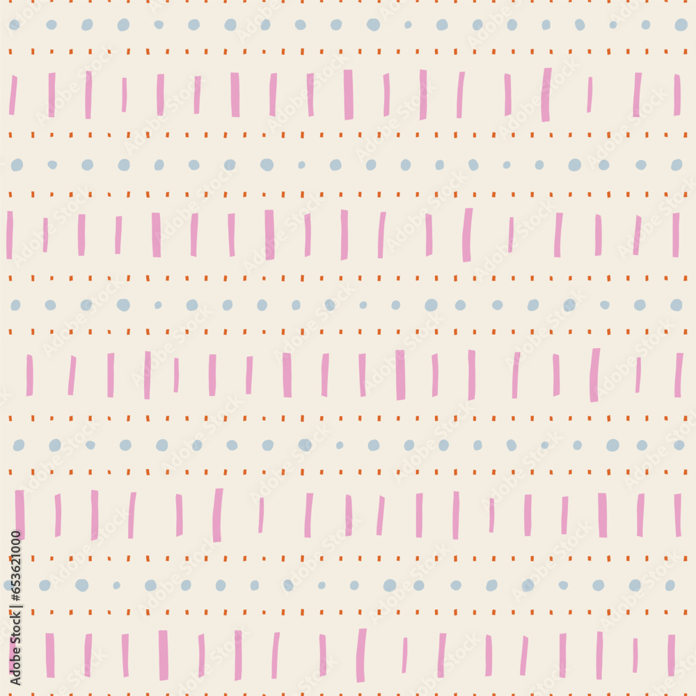 Wall mural vector seamless pattern with geometrical elements. simple graphic texture with hand drawn lines and 