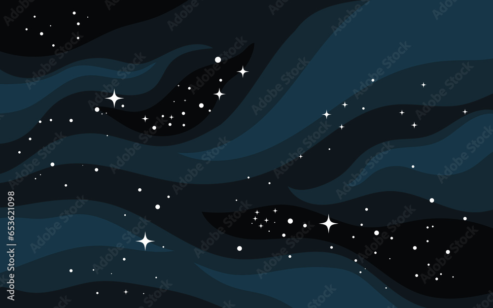 Poster vector space background . cute flat style template with stars in outer space