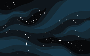 Vector space background . Cute flat style template with Stars in Outer space