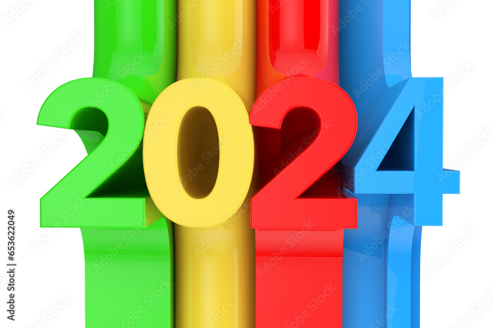 Aufkleber Abstract New 2024 Year Sign. 3d Rendering