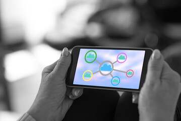 Cloud networking concept on a smartphone