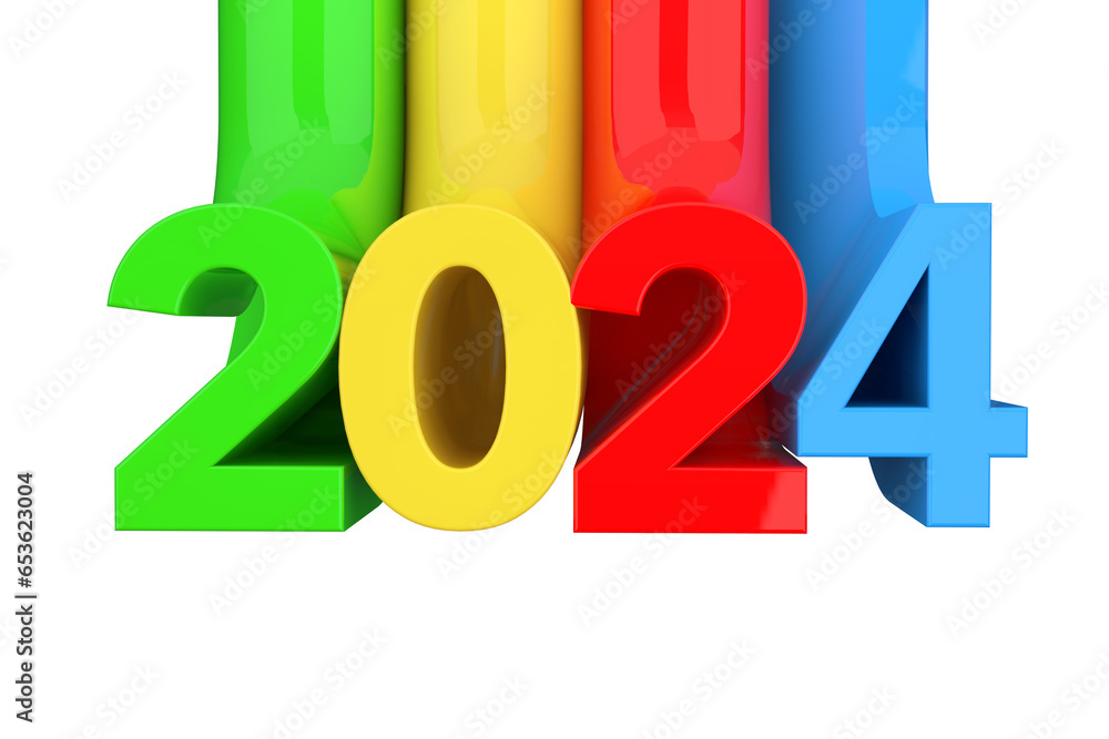 Aufkleber Abstract New 2024 Year Sign. 3d Rendering