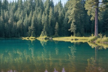 森に囲まれた湖