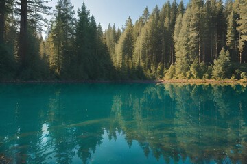 森に囲まれた湖