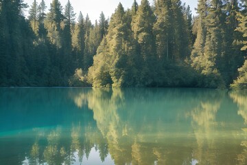 森に囲まれた湖
