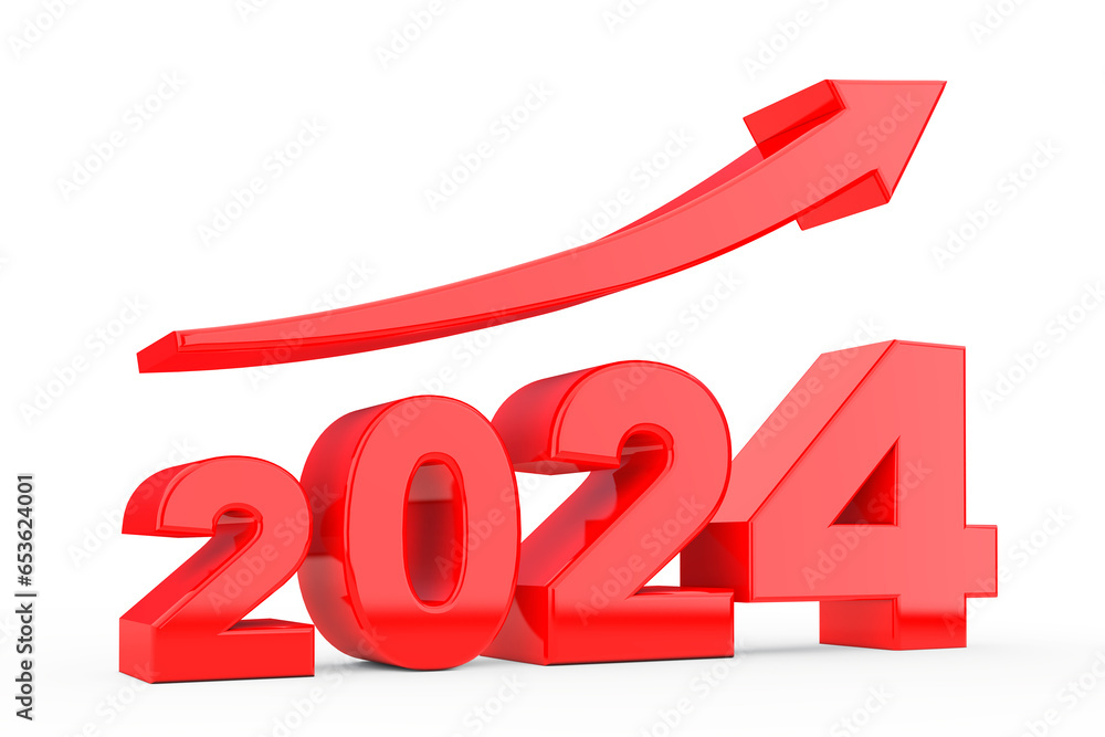 Fototapete progress arrow in new 2024 year sign. 3d rendering