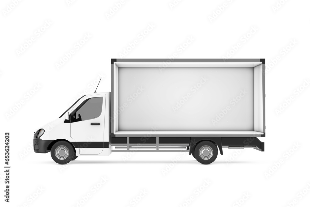 Poster empty freight compartment in cargo van minibus. 3d rendering
