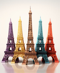 ecommerce icon sheet, Eiffel tower with multi colors