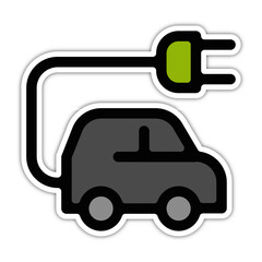 picto logo icones et symbole ecologie vehicule voiture electrique fin couleur gris relief