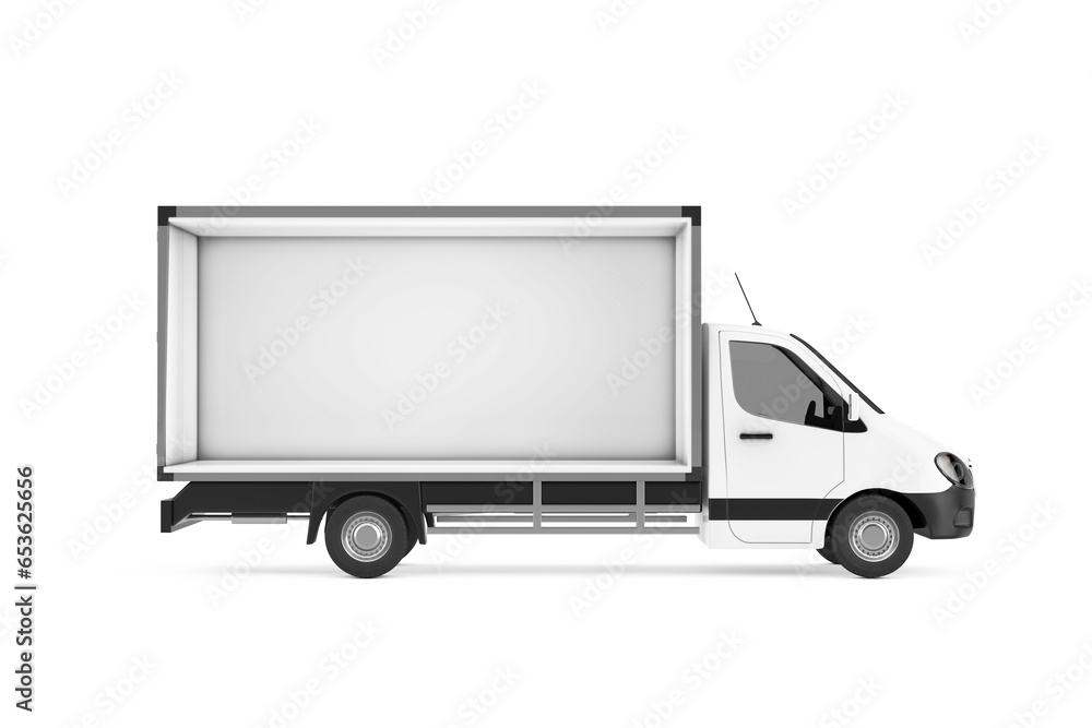 Poster empty freight compartment in cargo van minibus. 3d rendering