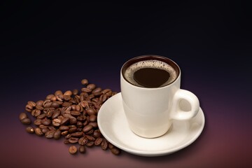 Full cup of tasty hot espresso coffee