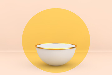Yellow Hemisphere Sphere Stage, Promotion Stand for Ads Campaign Marketing, Advertisement .3d Rendering