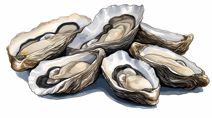 Hand drawn cartoon fresh oyster illustration
