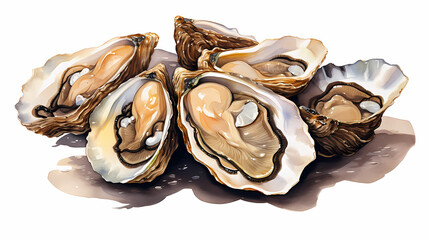 Hand drawn cartoon fresh oyster illustration
 - obrazy, fototapety, plakaty