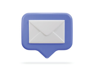 Mail message or envelope icon in 3d speech bubble icon