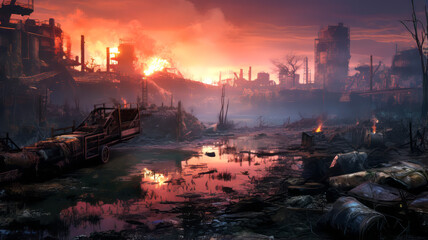 Post-Apocalyptic Earth Scene.  Generative AI.
A digital rendering of a post-apocalyptic scene of the planet earth.