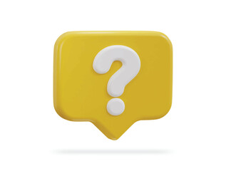 3d question Mark in Bubble Speech Sign Icon