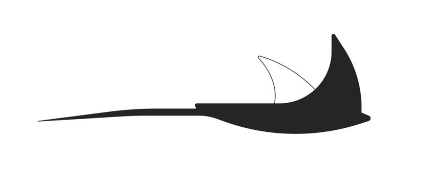 Swimming ray fish black and white 2D line cartoon character. Underwater stingray. Floating marine animal isolated vector outline animal. Sting ray exotic flying monochromatic flat spot illustration