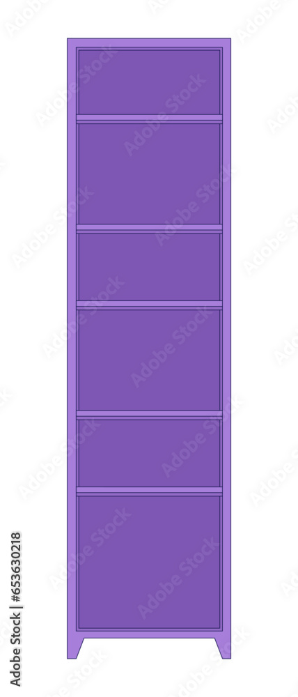Poster vertical bookcase tower 2d linear cartoon object. knowledge bookshelf. tower shelf storage isolated 