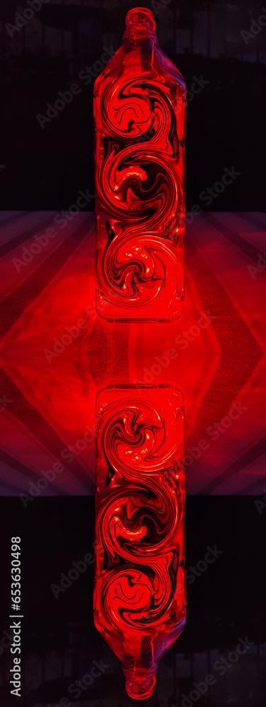 Poster beyond fractal design and pattern in shades of deep and bright red
