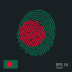 Fingerprint vector colored with the national flag of Bangladesh