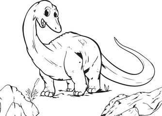 Hand drawn brontosaurs illustration for children's picture book