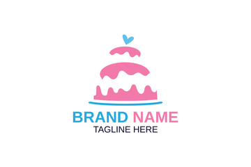 Simple cake logo design vector.