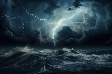 lightning over the sea storm sever weather landscape