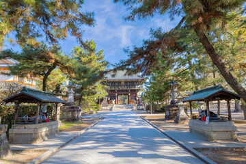 Kyoto, Japan - March 29 2023: Kitano Tenmangu Shrine is one of the most important of several hundred shrines across Japan dedicated to Sugawara Michizane, a scholar and politician