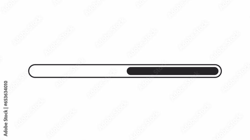 Poster progress bar moving back forth black and white loading animation. data sync outline 2d cartoon prelo