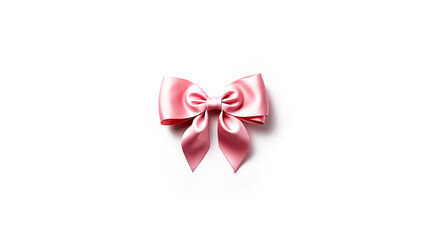 Pink satin bow isolated on white background. Pinktober. Pink October. Breast cancer prevention.