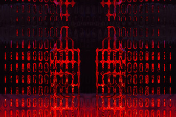 abstract vivid red on black surreal quicksilver structure grid and mesh design