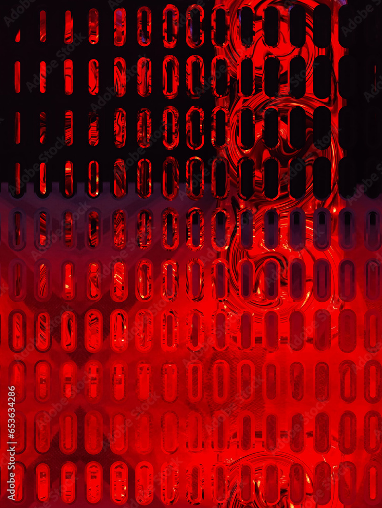 Aufkleber abstract vivid red on black surreal quicksilver structure grid and mesh design